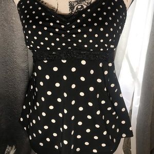 PINK brand tank top black and white with polka dots.